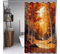 Amarillo Cortina Ducha 160x200cm, Cortina de Ducha Selva Cortinas de Baño Poliester Lavable con 12 Anillas, Dobladillo Ponderado Shower Curtain para Familia, Bañeras y Cuartos de Baño -ly2507244