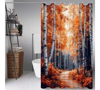 Amarillo Cortina Ducha 200X240cm, Cortina de Ducha Selva Cortinas de Baño Poliester Lavable con 12 Anillas, Dobladillo Ponderado Shower Curtain para Familia, Bañeras y Cuartos de Baño -ly250723N