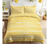 Amarillo Crema Rayas Minimalista Juego de Cama Reversible Transpirable Extra Suave Juego de Funda Nórdica, Dibujado a Mano Línea Geométrica Brillante Patrón para Niños Adolescentes y Adultos, 200 x