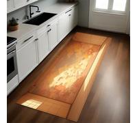 Amarillo Dorado Alfombra de Cocina 50 x 80 cm Decoraciones de Nubes del Cielo Antideslizante y Lavable, Camino Multiusos Resistente al Desgaste, Antimanchas, Ideal para Bajo Fregadero y Fogones