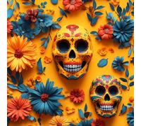 Amarillo Flores Papel Pintado Autoadhesivo 0.45x5 m Calavera Crisantemo Decorativo Muro Pegatina Impermeable Mate Papel Pared Grueso Fácil Limpiar Wallpaper para Dormitorio Salon Adhesivo Muebles