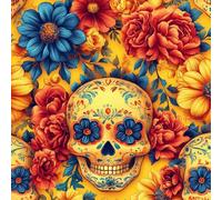 Amarillo Flores Papel Pintado Autoadhesivo Calavera Crisantemo Pelar Pegar Papel Pared Adhesivo Muebles Mate Removible Impermeable Wallpaper Decorar Pared Salon Dormitorio Cocina Pegatina 0.45x5 m