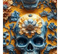 Amarillo Flores Papel Pintado Autoadhesivo Calavera Crisantemo Pelar Pegar Papel Pared Adhesivo Muebles Mate Removible Impermeable Wallpaper Decorar Pared Salon Dormitorio Cocina Pegatina 0.45x5 m