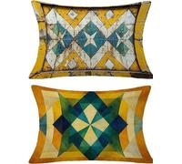 Amarillo Funda Cojin 60x80 Juego de 2, Bohemia Rectangular Funda Almohada 60x80cm con Cremallera Oculta, Impermeable Lino Fundas Cojines, Fundas de Cojines para Sofá Cama Silla o Jardín Regalo kj-6700