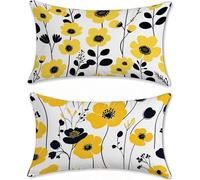 Amarillo Funda Cojin 60x90cm Fundas Cojines Sofa Terciopelo Fundas Cojines Exterior Impermeable Flor Funda Almohada Decorativos Exterior Jardin Juego de 2 Rectangular para Cama Cojin Salon u-15445