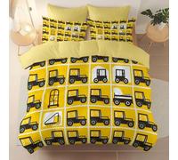 Amarillo Funda nordica 200 x 200 cm, Suave Resistente Microfibra cepillada Juego de Cama, Minimalista Cuadrícula Arquitectura Coches Tema Funda de edredón Adecuado para niños y niñas, con Cremallera