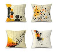 Amarillo Fundas Cojines Sofa, Arte Funda de Cojín Decorativa 35x35cm Juego de 4, Cuadradas Suaves Pillow Case con Cremallera Invisible, Decorativa para Sofá y Cama, Salón Exterior Jardin, 3-2860