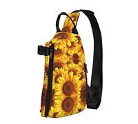 Amarillo Girasol Rojo Amor Corazón Diagonalmente Sling Bag, Crossbody Sling Mochila Hombro Pecho Bolsa para Mujeres Hombres, Viajes Senderismo Daypack