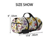 Amarillo Kawaii Cute Cartoon Animal Sports Bag Tote Bag Bolsa de gimnasio impermeable con correa para el hombro Cremallera 2 bolsillos laterales para hombres y mujeres, bolsa de hombro de viaje y alma