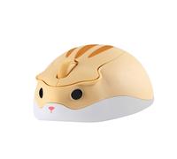 (Amarillo) Lindo ratón inalámbrico con diseño de hámster, ratón creativo, ergonómico, USB óptico, 1200