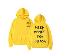 (Amarillo-M) Sudadera con capucha divertida con estampado gráfico personalizado "Necesito dinero" para