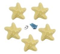 Amarillo Perilla del cajón Perillas del gabinete de cerámica Manija de la habitación para niños Forma de estrella de mar para cajones de tocador (paquete de 5 tornillos incluidos)
