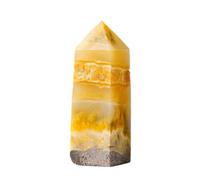 amarillo | Piedras de hexagonal, piedras preciosas naturales facetadas prisma reiki decoración del hogar para brujas y oficinas