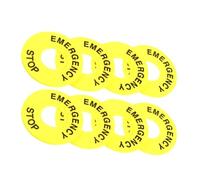 Amarillo Señal Circular 8 Piezas PVC 22mm de Parada de Emergencia | Pulsador Tipo Seta Rojo, Paneles y Maquinaria, Anillo de Advertencia Brillante, Reemplazo