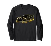 Amarillo Supercar Street Turbo Racing Car Design Niños Hombres Manga Larga
