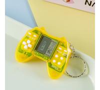 (Amarillo transparente) Tetris Blast Block Mini Gamepad Juguete Retro Llavero Electrónico Adornos Colgantes