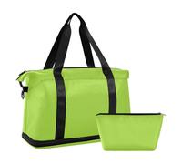 Amarillo Verde Color sólido Pure Plain Gym Sport Bolsas de lona Weekender bolsa de lona con correa ajustable para viajes de negocios 2 piezas conjunto, amarillo verde Color sólido puro llano, 1