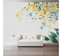 Amarillo Verde Papel pintado - Arte simple y moderno plantas y flores. Mural de pared - Murales de pared para oficina, sala de estar dormitorio sofá fondo de TV, póster mural grande - 300 x 210 cm