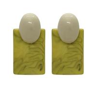 Amarillo-verde pintura al óleo pendientes para mujeres francés retro geométrico patchwork pendientes Boho rectangular cuelgan gota pendiente joyería de moda regalo