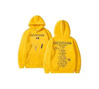 (Amarillo-XXXL)Peso Pluma Genesis Music Album Sudadera con capucha para hombre y mujer, sudadera informal