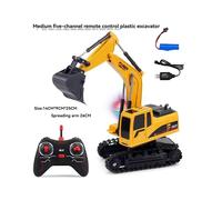 (Amarillo) ZWN 2.4G Camión volquete con excavadora a control remoto, modelo de coche de juguete RC,