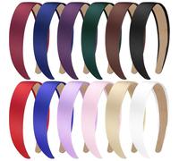 Amariver 12 diademas de satén para mujer, 1.2 pulgadas, diademas finas y coloridas, diademas lisas para el cabello, accesorios de moda para mujeres y niñas