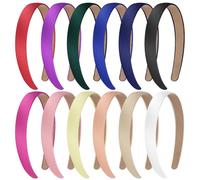 Amariver 12 diademas de satén para mujer, diademas de 0.8 pulgadas, diademas finas y coloridas, diademas lisas para el cabello, accesorios de moda para mujeres y niñas