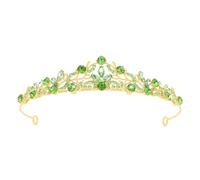 Amariver - Tiara de cristal verde para mujer, diadema dorada esmeralda, día de San Patricio, boda, fiesta temática, accesorios verdes para mujer