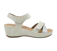amarpies - 26752 Sandalias Casual de Mujer Hielo con Tira Adhesiva Textil, Cierre Ajustable y Cuña de 4 cm, Suela Antideslizante, Comodidad para Uso Diario y Verano MUJER color: HIELO talla: 40