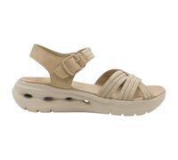 Amarpies - ABZ28656 Sandalias de Cuña Mujer - Piso con Cámaras de Aire, Tiras de Goma Ajustables, Cierre con Hebilla Simulada y Gancho y bucle, Ligeras y Cómodas para Uso Diario MUJER color: BEIGE tal