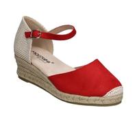 amarpies | Alpargatas Mujer - Sandalias en Color Rojo - Yutes con Hebilla - Espadrilles Estilosos - Cuña Media y Cómoda - Versátiles - Modelo ACX26481-37