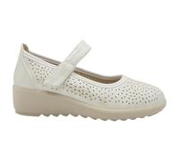 amarpies - ATL30121 Merceditas Mujer Piel Sintética con Cierre Adhesivo, Plantilla Extraíble Efecto Memoria y Cuña 4 cm Mujer Color: Hielo Talla: 40