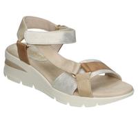 amarpies | Sandalias con Cuña Mujer - Sandalia Casual en Color Plata y Beige - Cuña Media y Cómoda - Versátiles y Combinables - Modelo AMD30050-39