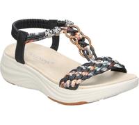 amarpies | Sandalias con Cuña Mujer - Sandalia con Plataforma en Color Negro con Abalorios - Sandalia de Verano sin Cierre - Slip On - Cuña Media y con Plataforma - Versátiles