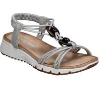 amarpies | Sandalias con Cuña Mujer - Sandalia Estilosa en Color Plateado con Detalles - Sandalia de Verano sin Cierre - Slip On - Cuña Media y Cómoda - Versátiles y Estilosas