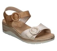 amarpies | Sandalias con Cuña Mujer - Sandalias Casual en Color Marrón y Dorado - Sandalia de Verano con Doble Hebilla - Máximo Ajuste - Cuña Media y con Plataforma