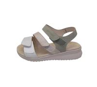 amarpies Sandalias de Mujer Empeine: Textil/Suela: Poliuretano/Cierre Fácil/Cuña 3cm/Color Caqui y Beige/Talla 38