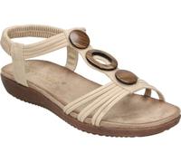amarpies | Sandalias Planas Mujer - Sandalia Estilosa en Color Beige con Detalles de Pedrería - Sandalias Cómodas Sin Cierre - Slip On - Estilo Casual