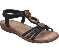 amarpies | Sandalias Planas Mujer - Sandalias en Color Negro con Detalles de Pedrería - Sandalias Cómodas - Sin Cierre - Slip On - Fáciles de Poner y Quitar - Estilo Casual