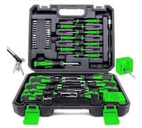 Amartisan - Juego de destornilladores magnéticos con funda, 43 piezas, ranurado, Phillips, hexagonal, Pozidriv, Torx y set de precisión, herramienta magnetizadora/desmagnetizadora (verde)