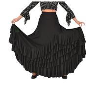 AMARU SANCHESU Falda Flamenca con 5 Volantes para Baile Profesional y Ensayo, Gran Vuelo y Tejido Elástico (FR/ES, Letras, XXL, Grande, Regular, Negro)