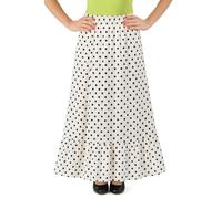 AMARU SANCHESU Falda Flamenca de niña de un Volante para el Baile Flamenco o sevillanas. (FR/ES, Edad, 14 años, Regular, Blanco Topo Negro)