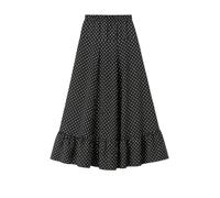 AMARU SANCHESU Falda Flamenca de niña de un Volante para el Baile Flamenco o sevillanas. (FR/ES, Edad, 8 años, Regular, Negro Topo Blanco)