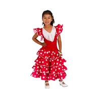 AMARU SANCHESU Vestido de niña para Danza Flamenco o sevillanas (FR/ES, Edad, 8 años, Regular, Rosa Topo Blanco)