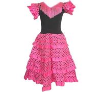 AMARU SANCHESU Vestido Infantil de Flamenco o sevillanas (FR/ES, Edad, 10 años, Regular, Rosa)