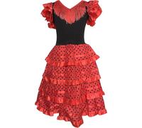 AMARU SANCHESU Vestido Infantil de Flamenco o sevillanas (FR/ES, Edad, 4 años, Regular, Rojo-Rojo)