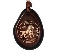 Amarumi Amuleto del Zodiaco de Nuez de Tagua Leo | Colgante Grabado a Mano con Símbolo Protector | Cordón con Nudo Ajustable | Joya de Marfil Vegetal Fair Trade