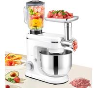 Amasadora, batidora de pie multifuncional para masa, exprimidor y licuadora, máquina de cocina de 6 velocidades para pan, salsas de carne, bebidas y puré de papas.