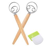 Amasadora danesa batidor a mano, amasadora de acero inoxidable, 2 unidades, 2 raspadores para masa para pizza, pan de levadura natural, ECC.