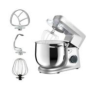 Amasadora de masa, batidora de pedestal, cabezal inclinable de 1700 W con múltiples accesorios, 6 velocidades ajustables para hornear y cocinar